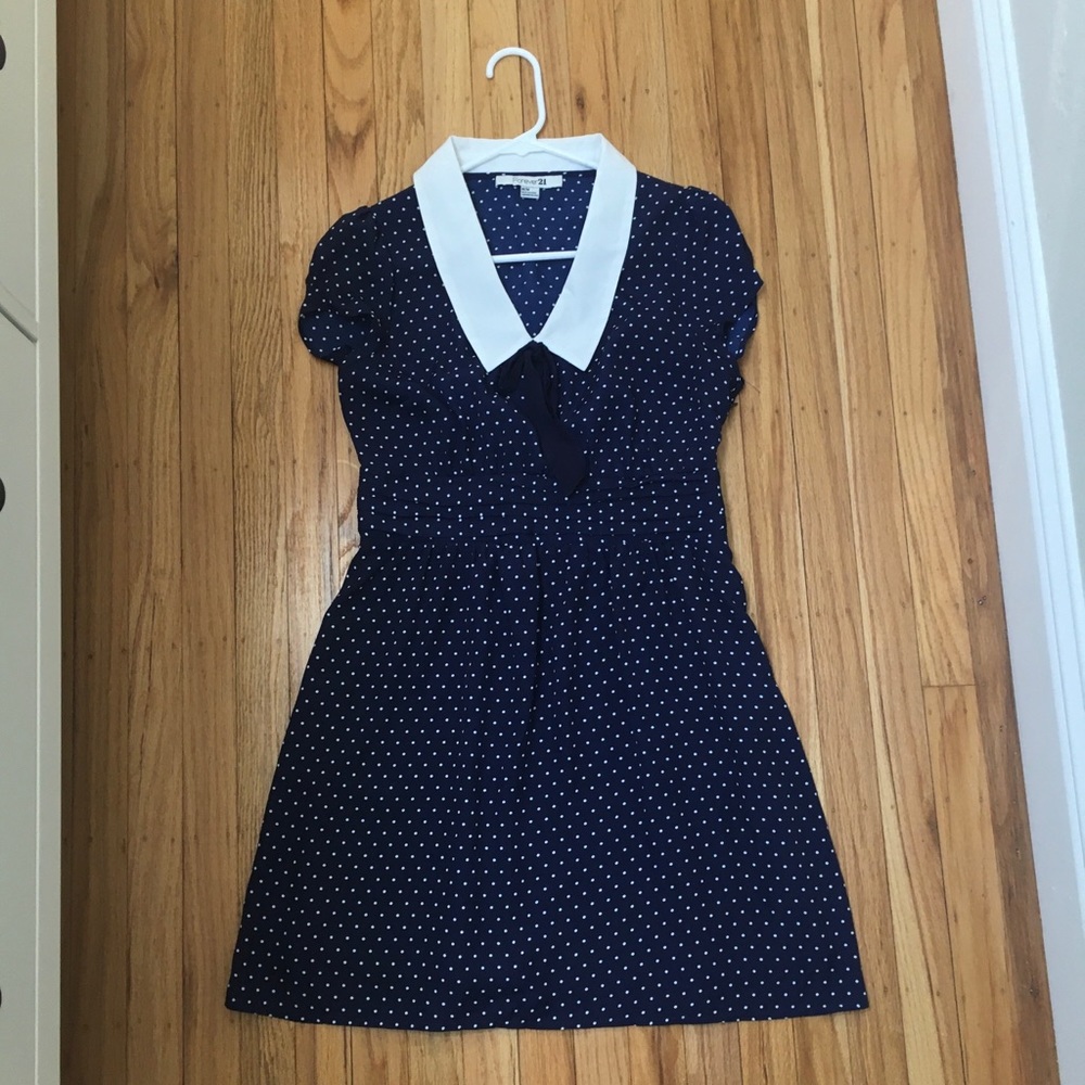 Retro Style Navy and White Polka Dots Dress - Picture 3 of 8